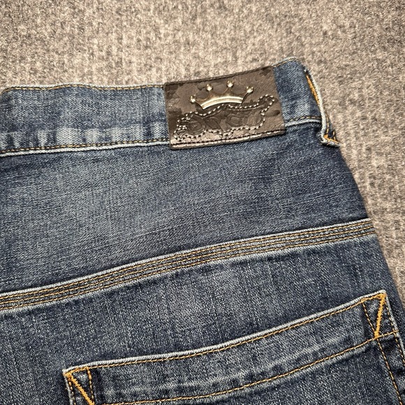 JNCO Jeans Men 38x32 Black Crown 85 Baggy Wide Leg Embroidered Denim Y2K Vintage - Picture 11 of 12